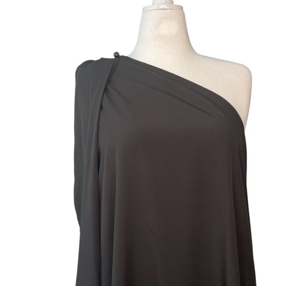 Black One-Shoulder Beaded Maxi Dress w/ Cloak Sleeve – Size XL (NWOT) – GWP - Picture 3 of 8